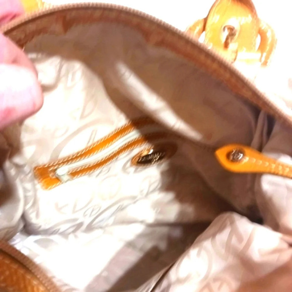 Francesco Biasia Yellow Leather and Fabric Patchwork Satchel Hobo Should… - Picture 9 of 11